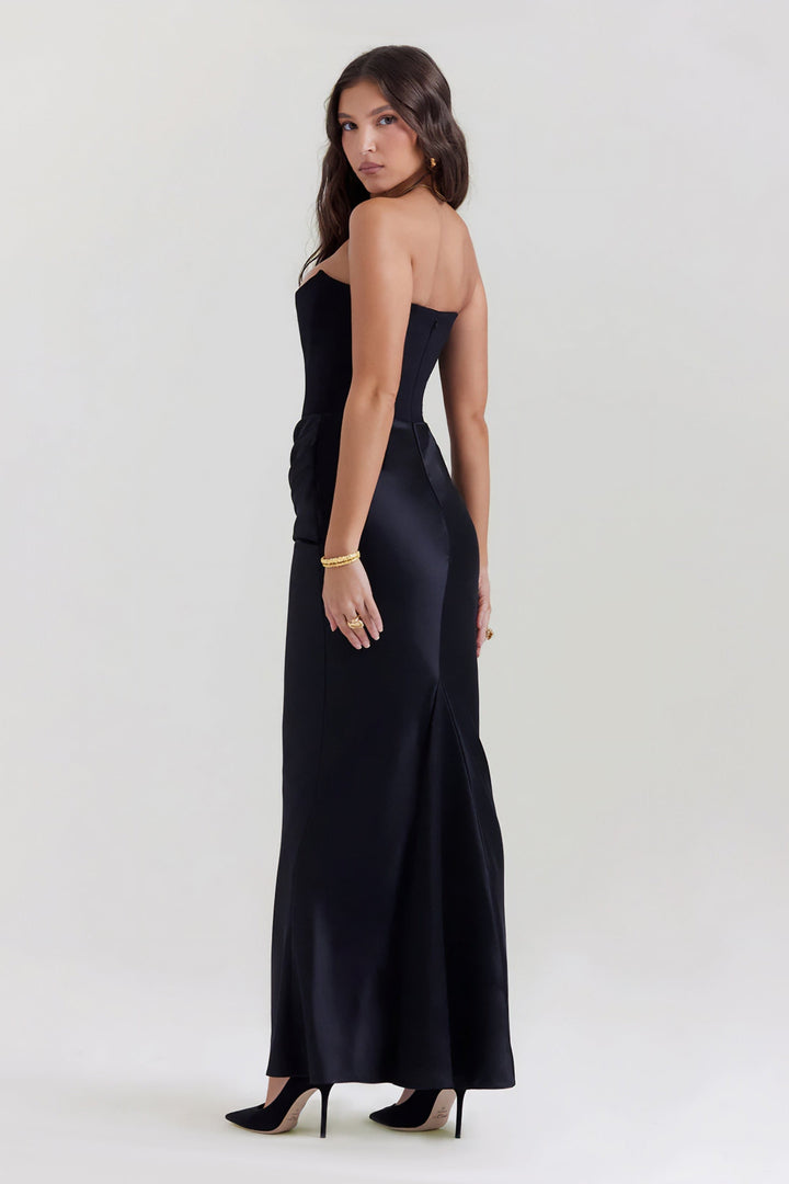 Emily Vestido Maxi Drapado Sin Tirantes