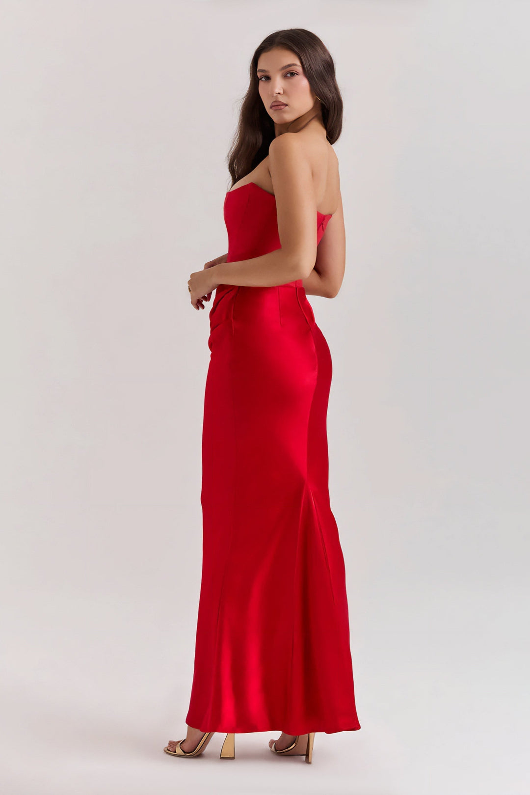 Emily Vestido Maxi Drapado Sin Tirantes