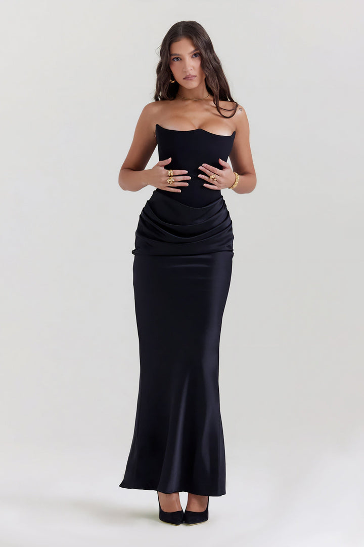 Emily Vestido Maxi Drapado Sin Tirantes
