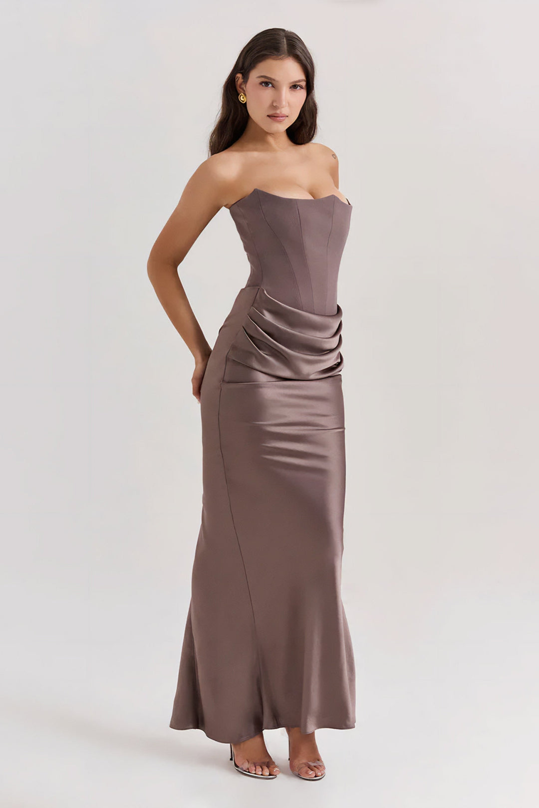 Emily Vestido Maxi Drapado Sin Tirantes