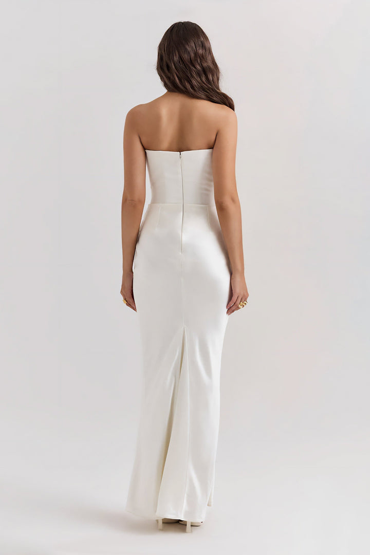 Emily Vestido Maxi Drapado Sin Tirantes
