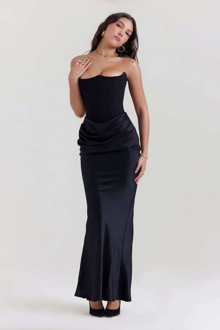Emily Vestido Maxi Drapado Sin Tirantes