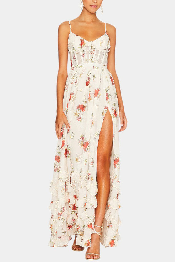 Luna Vestido Maxi Corsé Floral