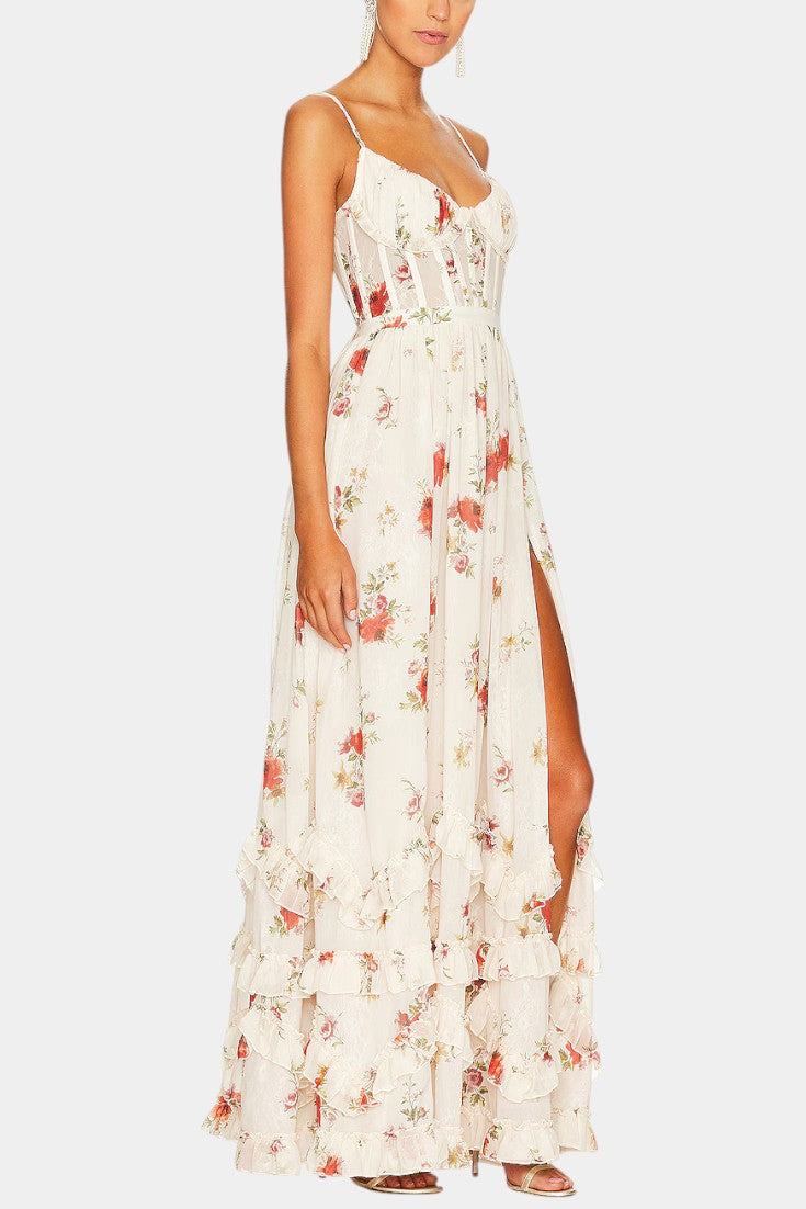 Luna Vestido Maxi Corsé Floral