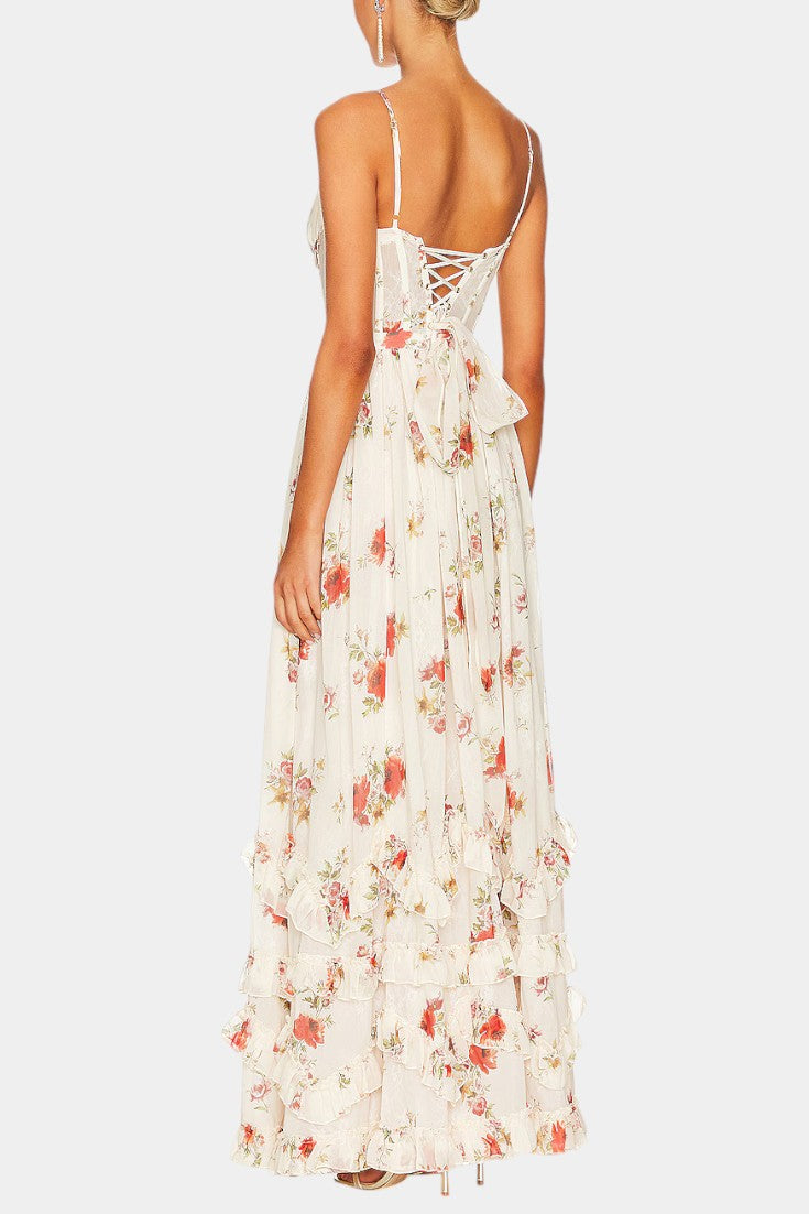 Luna Vestido Maxi Corsé Floral