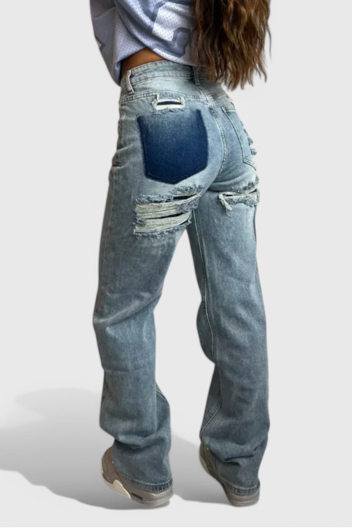 Roxy Jeans Vintage Desgastados de Cintura Alta