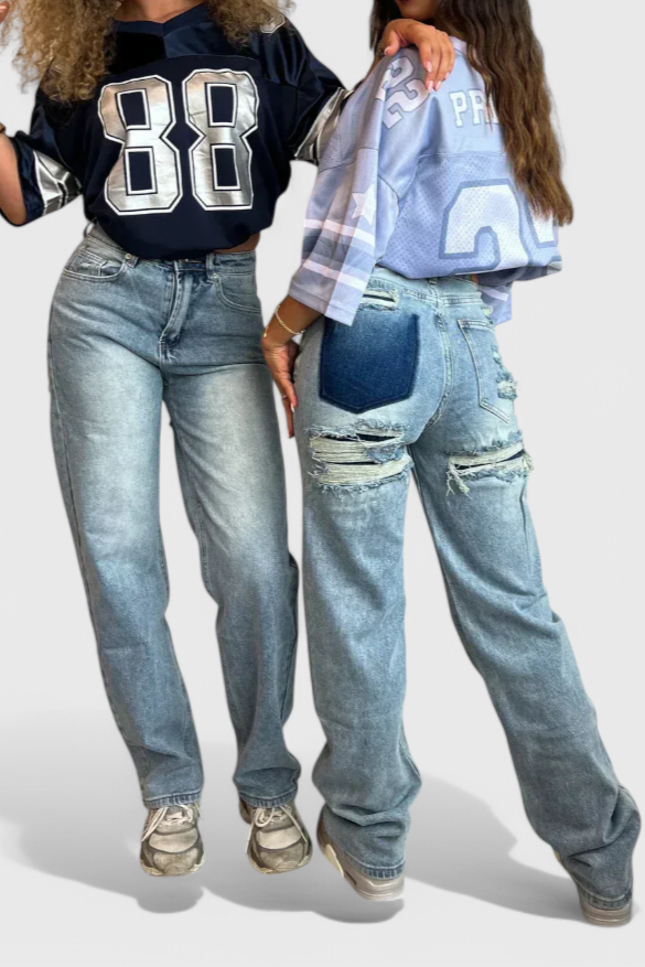 Roxy Jeans Vintage Desgastados de Cintura Alta
