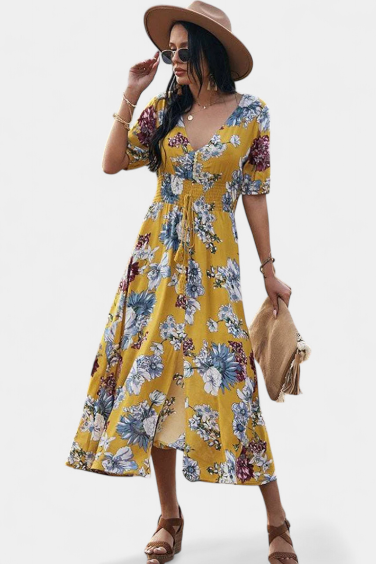 Bonnie Vestido de Verano con Estampado Floral y Silueta Definida
