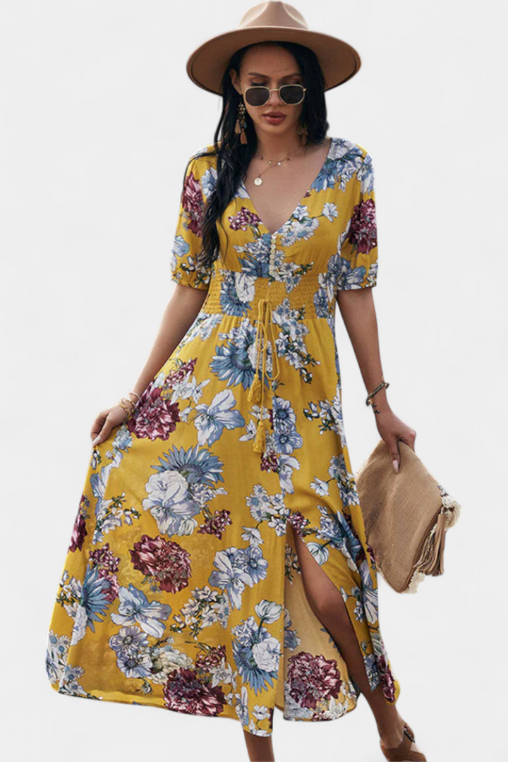 Bonnie Vestido de Verano con Estampado Floral y Silueta Definida