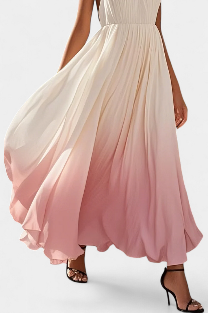 Starla Vestido Halter Plisado con Perlas