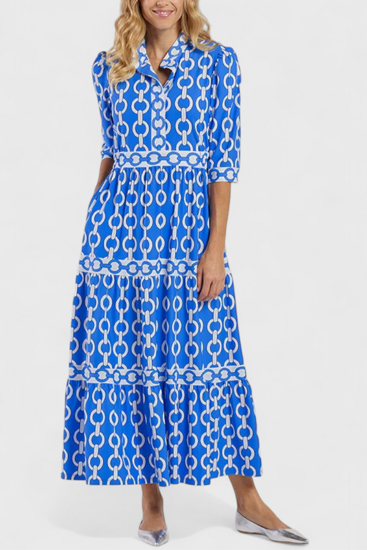 Casilda Vestido Midi con Estampado de Cadenas