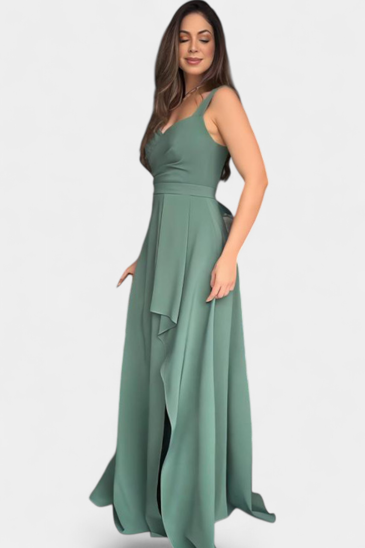 Yesenia Vestido con Lazo en la Espalda y Drapeado Frontal