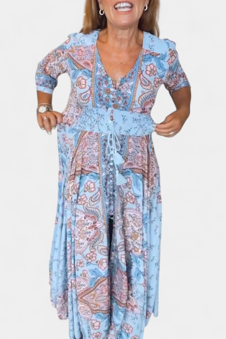 Dunya Vestido Casual de Verano con Escote en V