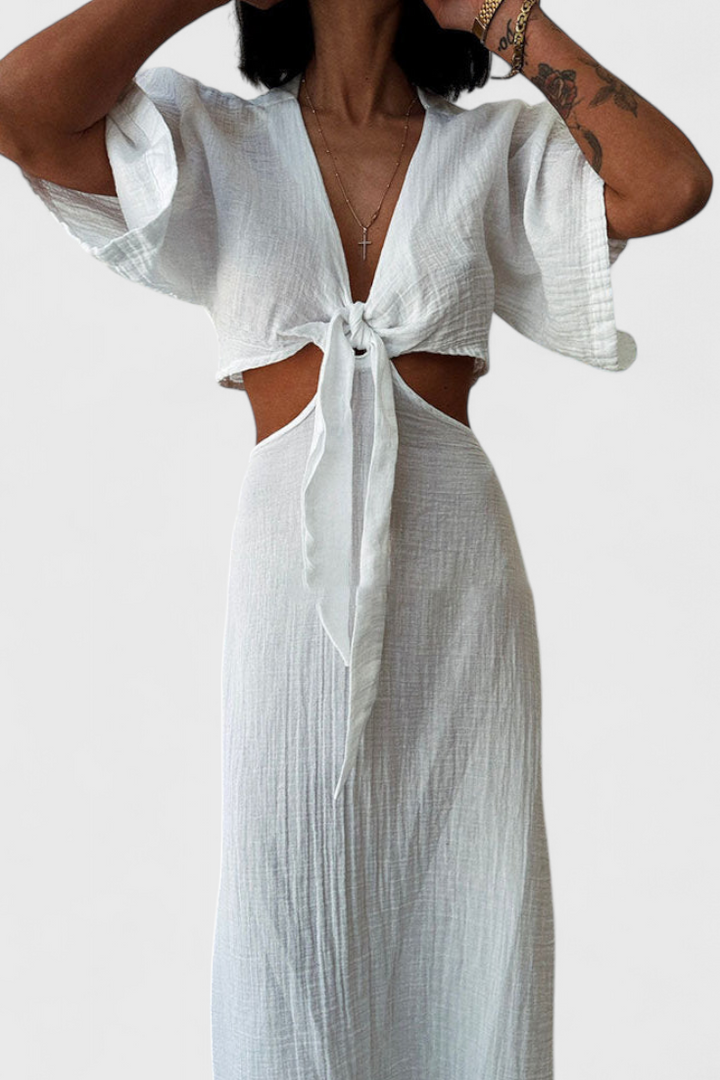 Myra Vestido Fluido con Lazo Frontal y Cut-Outs