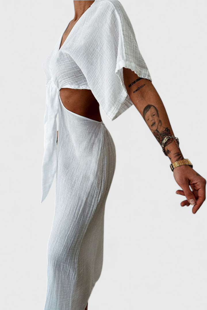 Myra Vestido Fluido con Lazo Frontal y Cut-Outs