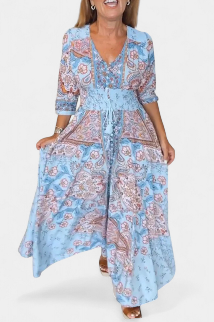 Dunya Vestido Casual de Verano con Escote en V