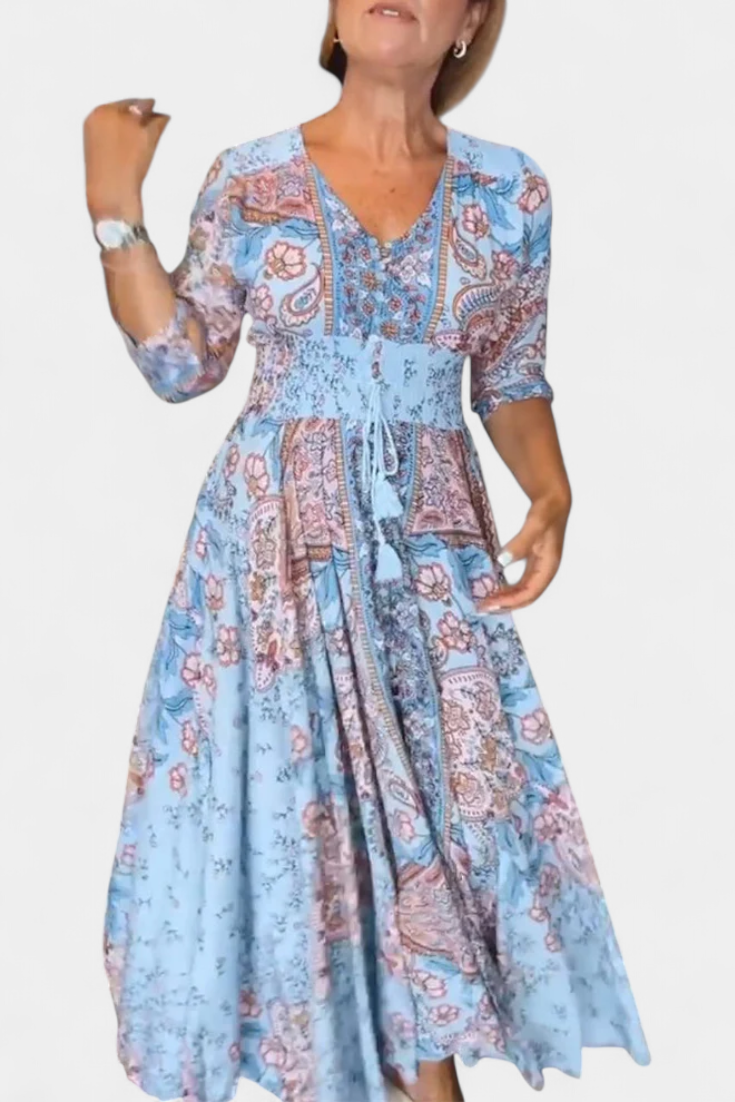 Dunya Vestido Casual de Verano con Escote en V