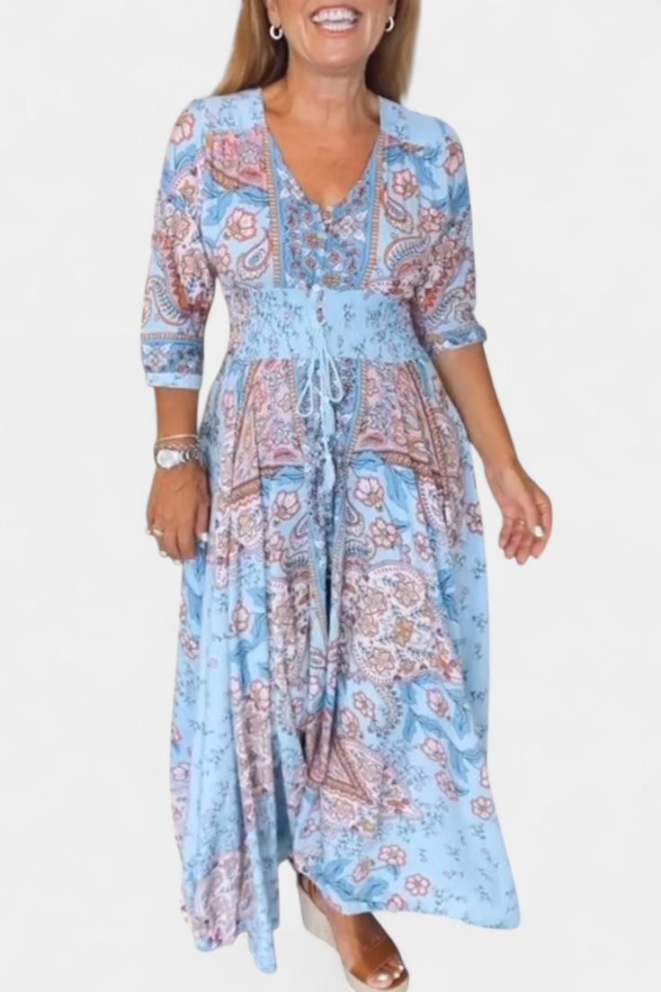 Dunya Vestido Casual de Verano con Escote en V