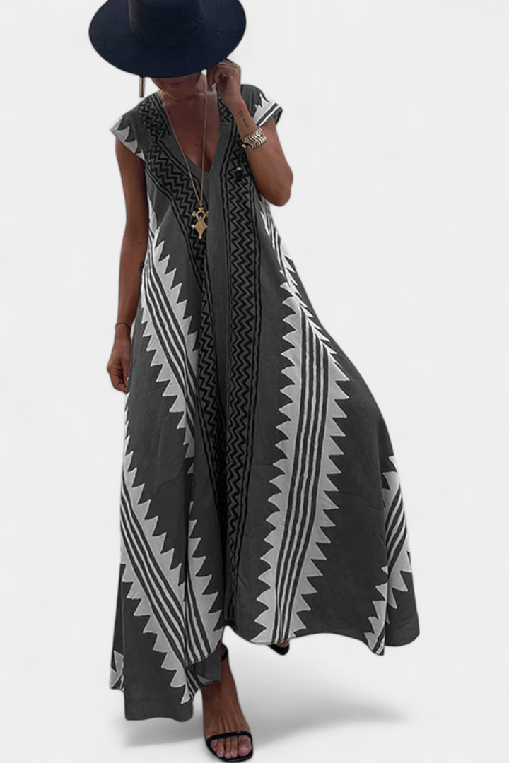 Dakota Vestido Maxi Bohemio con Motivo Geométrico
