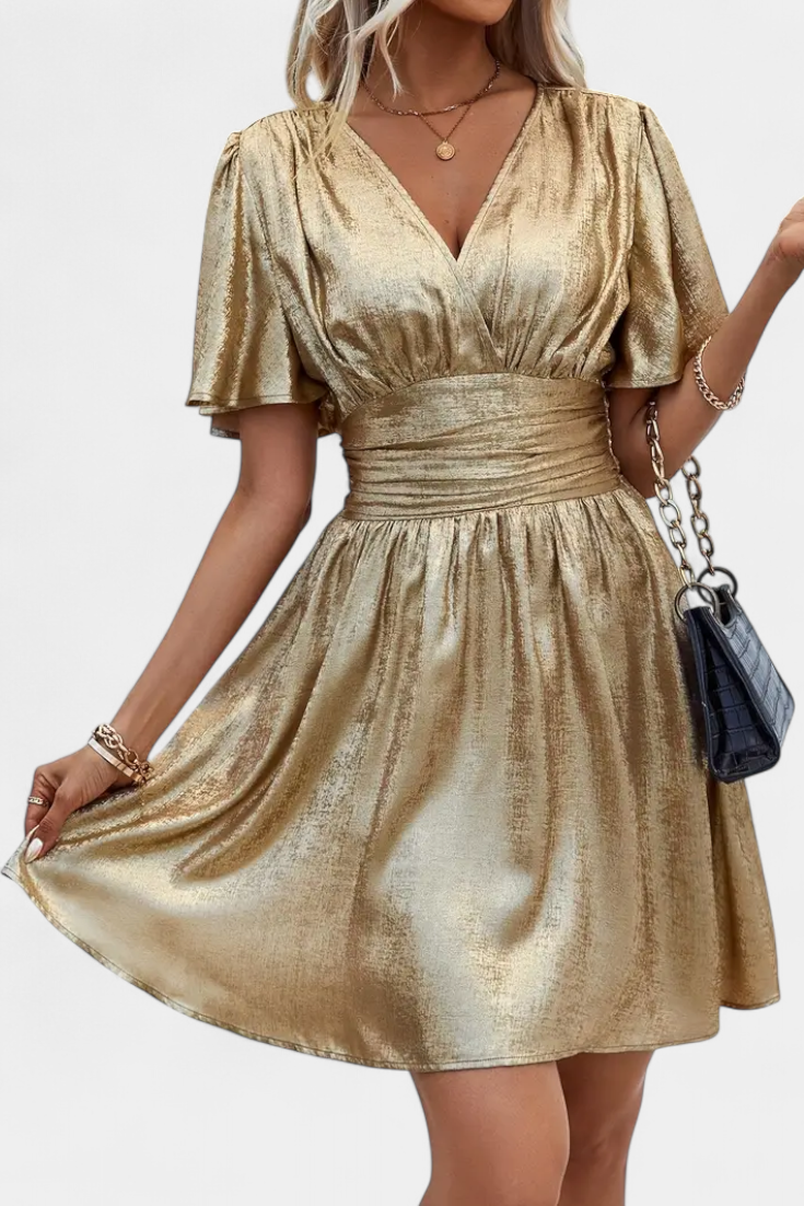 Adalee Vestido de Dama con Escote en V y Cintura Cruzada