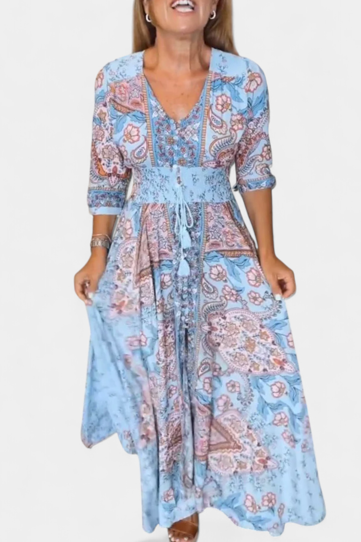 Dunya Vestido Casual de Verano con Escote en V