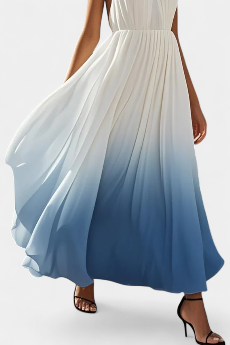 Starla Vestido Halter Plisado con Perlas