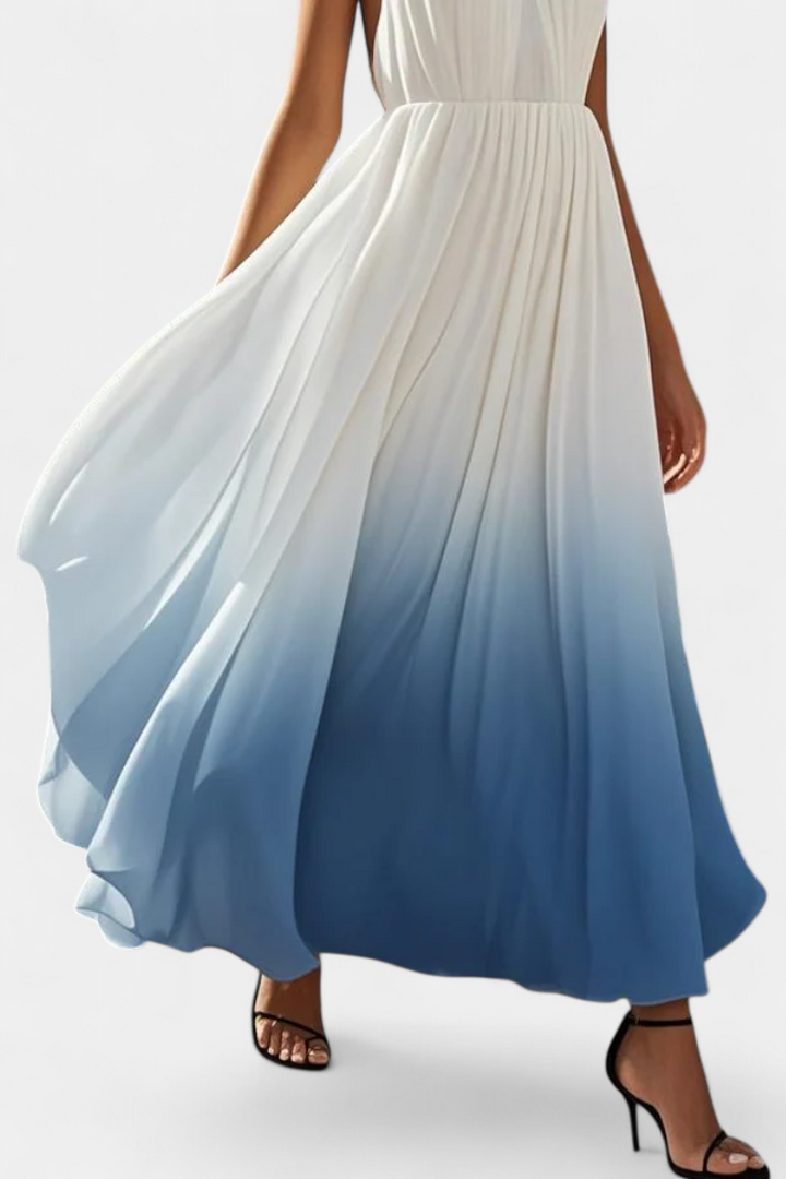 Starla Vestido Halter Plisado con Perlas