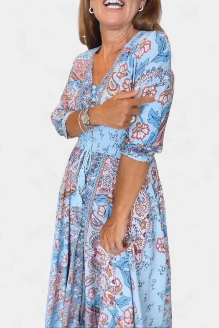 Dunya Vestido Casual de Verano con Escote en V