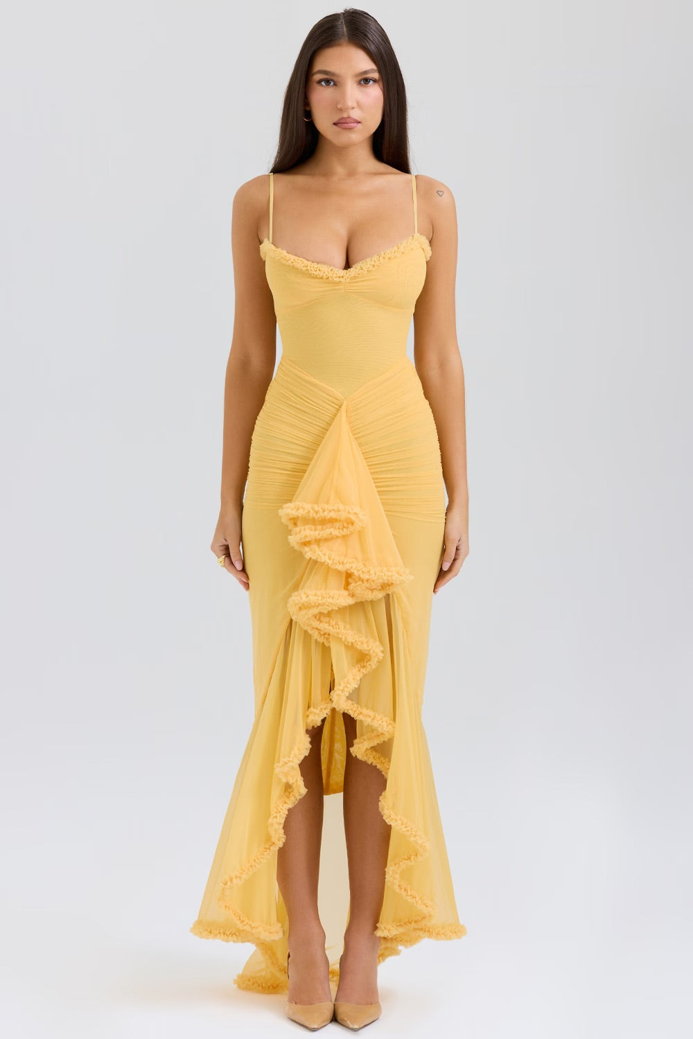Roxanne Vestido de tirantes sin mangas con volantes