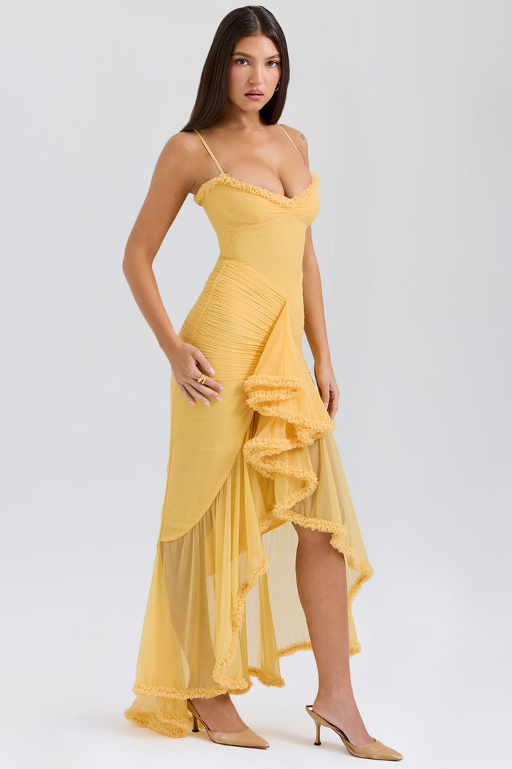 Roxanne Vestido de tirantes sin mangas con volantes