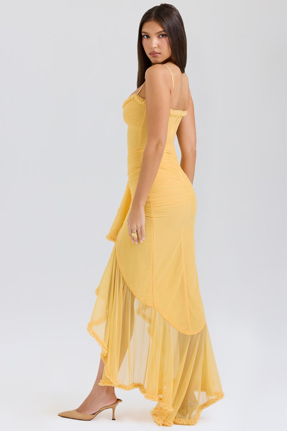Roxanne Vestido de tirantes sin mangas con volantes