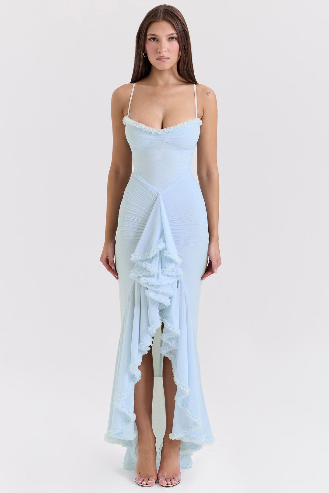 Roxanne Vestido de tirantes sin mangas con volantes