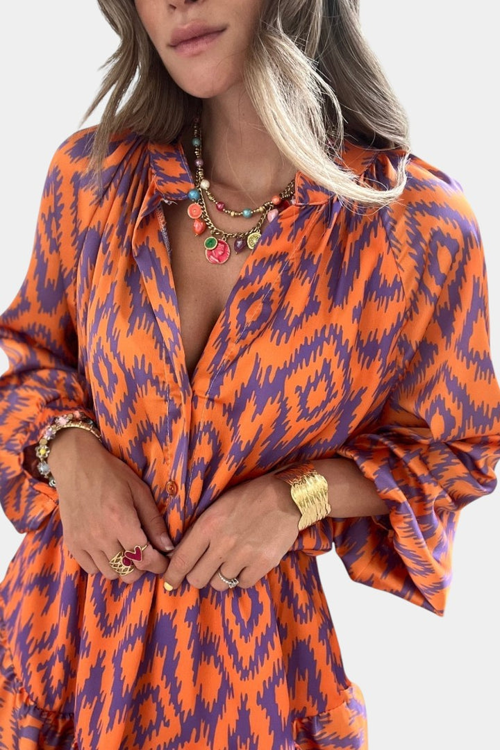 Yasmine Mono Mini Vestido con Volantes Impreso