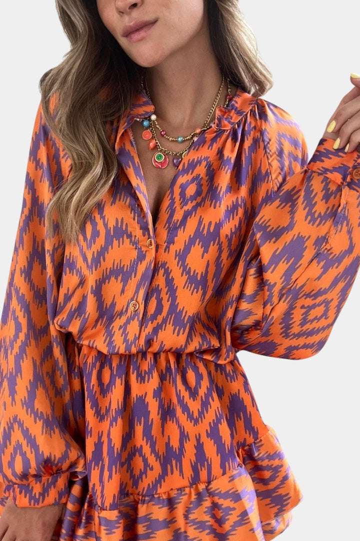 Yasmine Mono Mini Vestido con Volantes Impreso