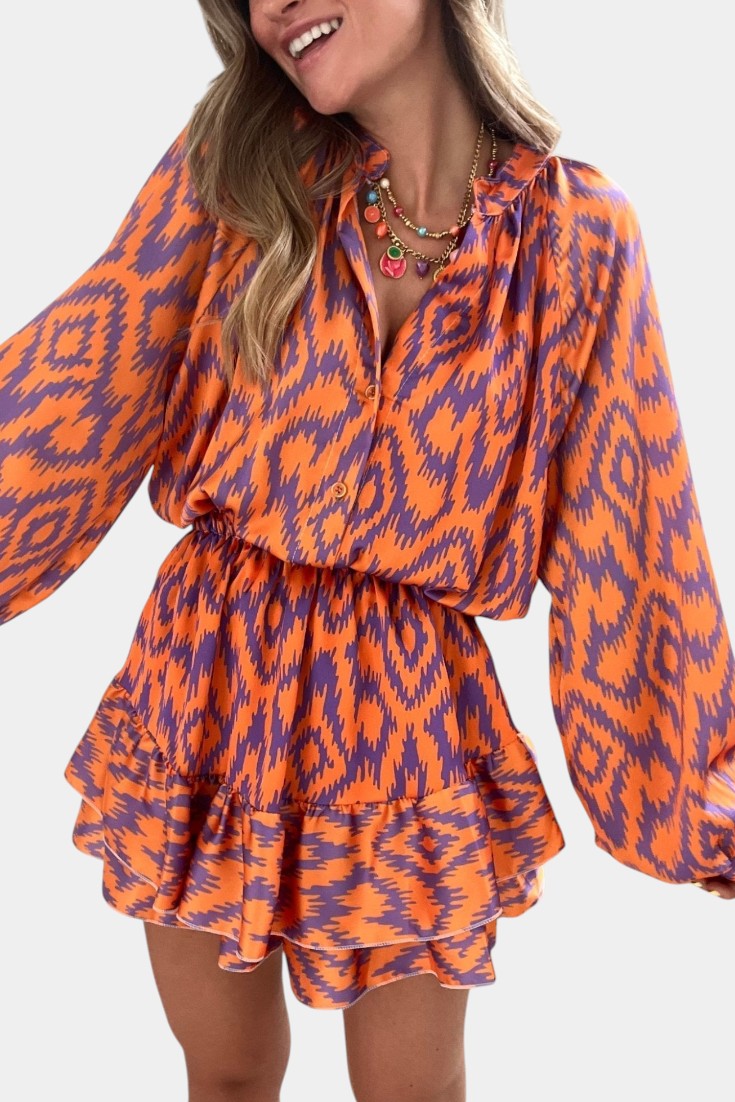 Yasmine Mono Mini Vestido con Volantes Impreso