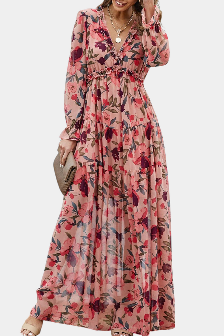 Keti Vestido Maxi Floral de Manga Larga