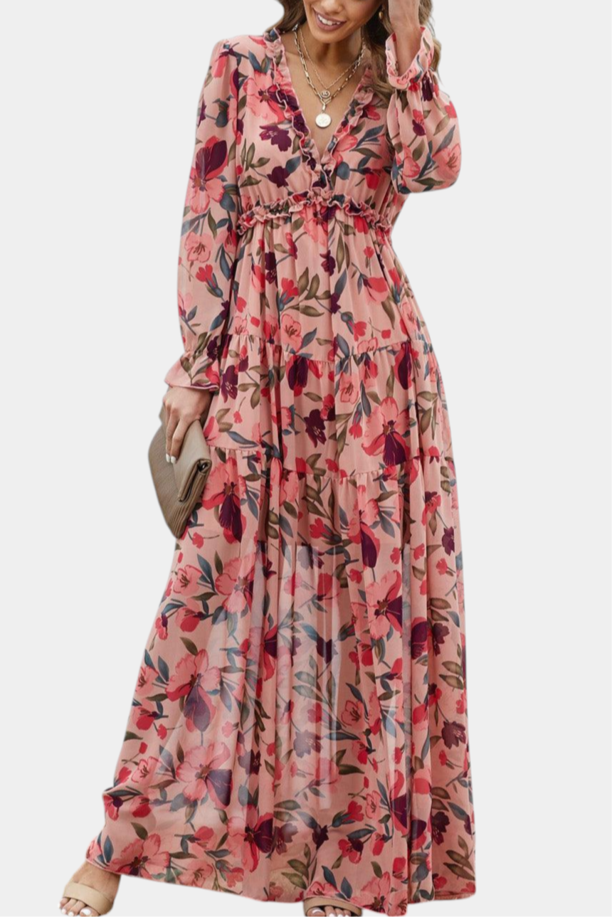 Keti Vestido Maxi Floral de Manga Larga