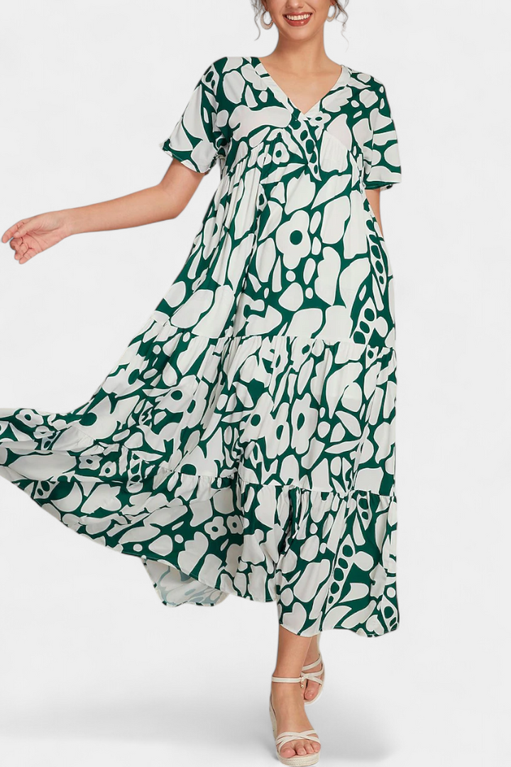 Nélida Vestido Fluido Impreso con Escote en V