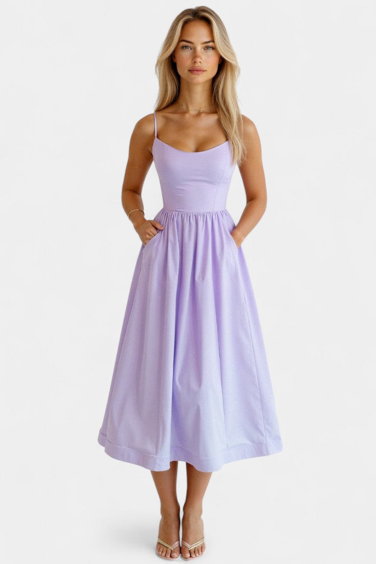 Marvelle Vestido Midi Flowy Sin Mangas