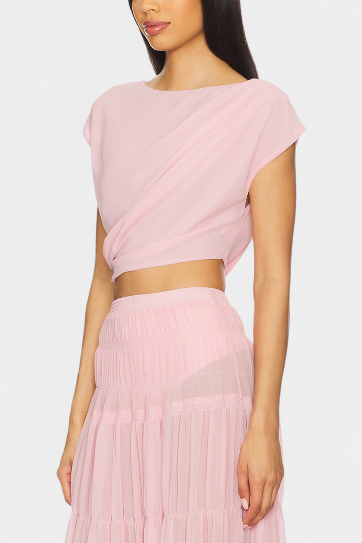 Nalia Falda Maxi de Chifón con Cintura Elástica y Capas