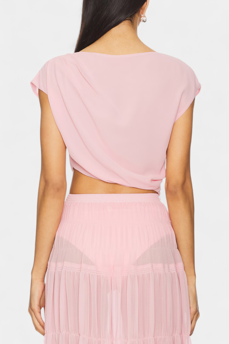 Nalia Falda Maxi de Chifón con Cintura Elástica y Capas