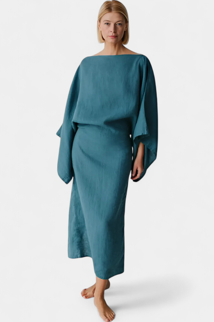 Kamilia Vestido Kimono de Lino y Algodón