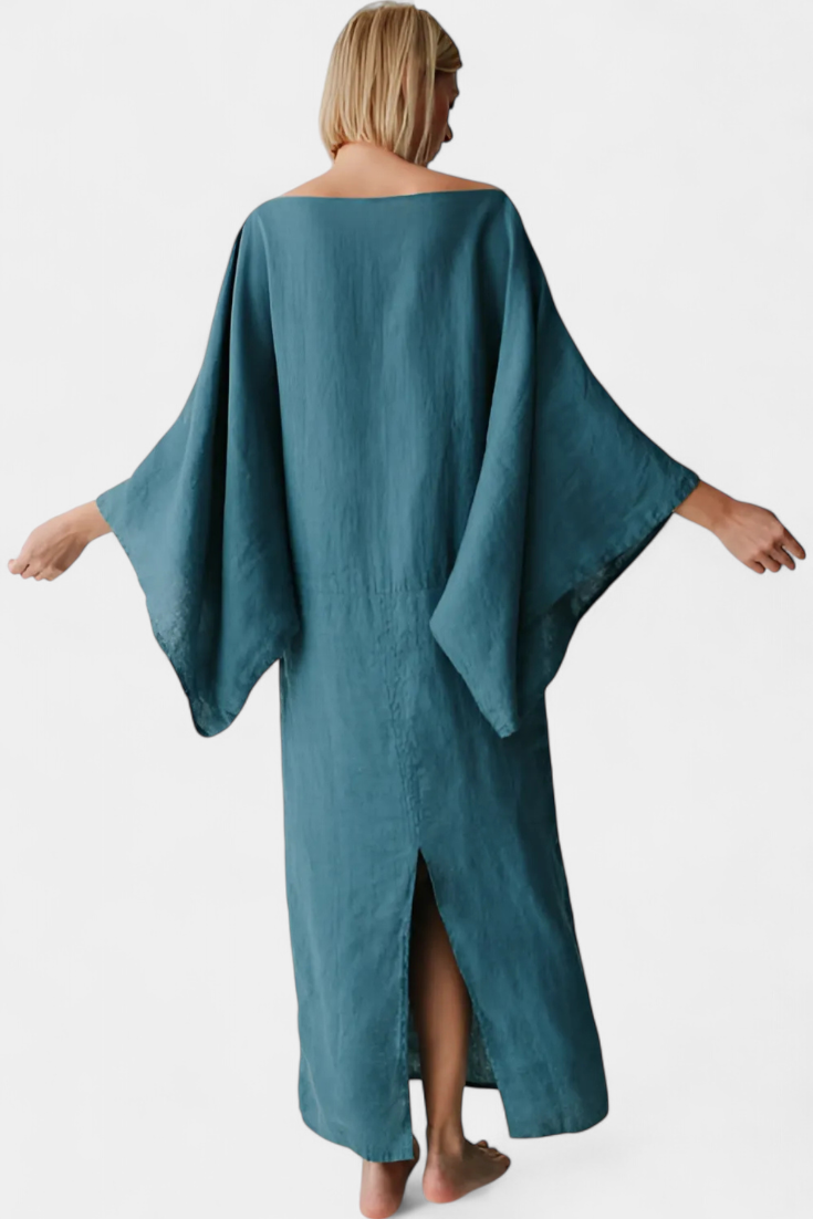 Kamilia Vestido Kimono de Lino y Algodón