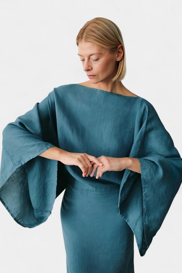 Kamilia Vestido Kimono de Lino y Algodón