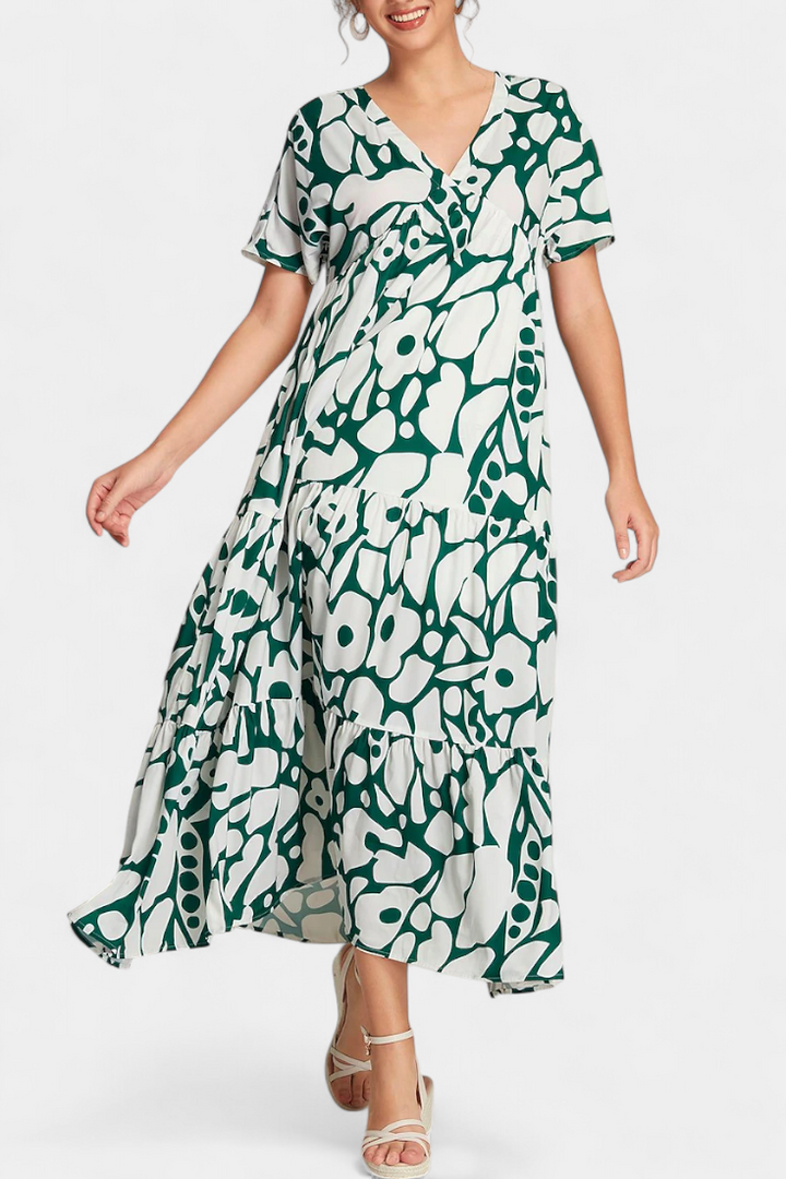 Nélida Vestido Fluido Impreso con Escote en V