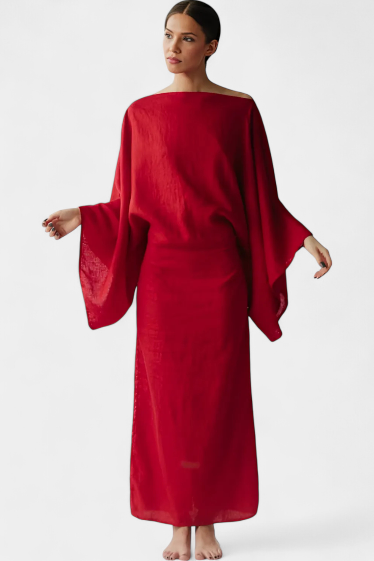 Kamilia Vestido Kimono de Lino y Algodón