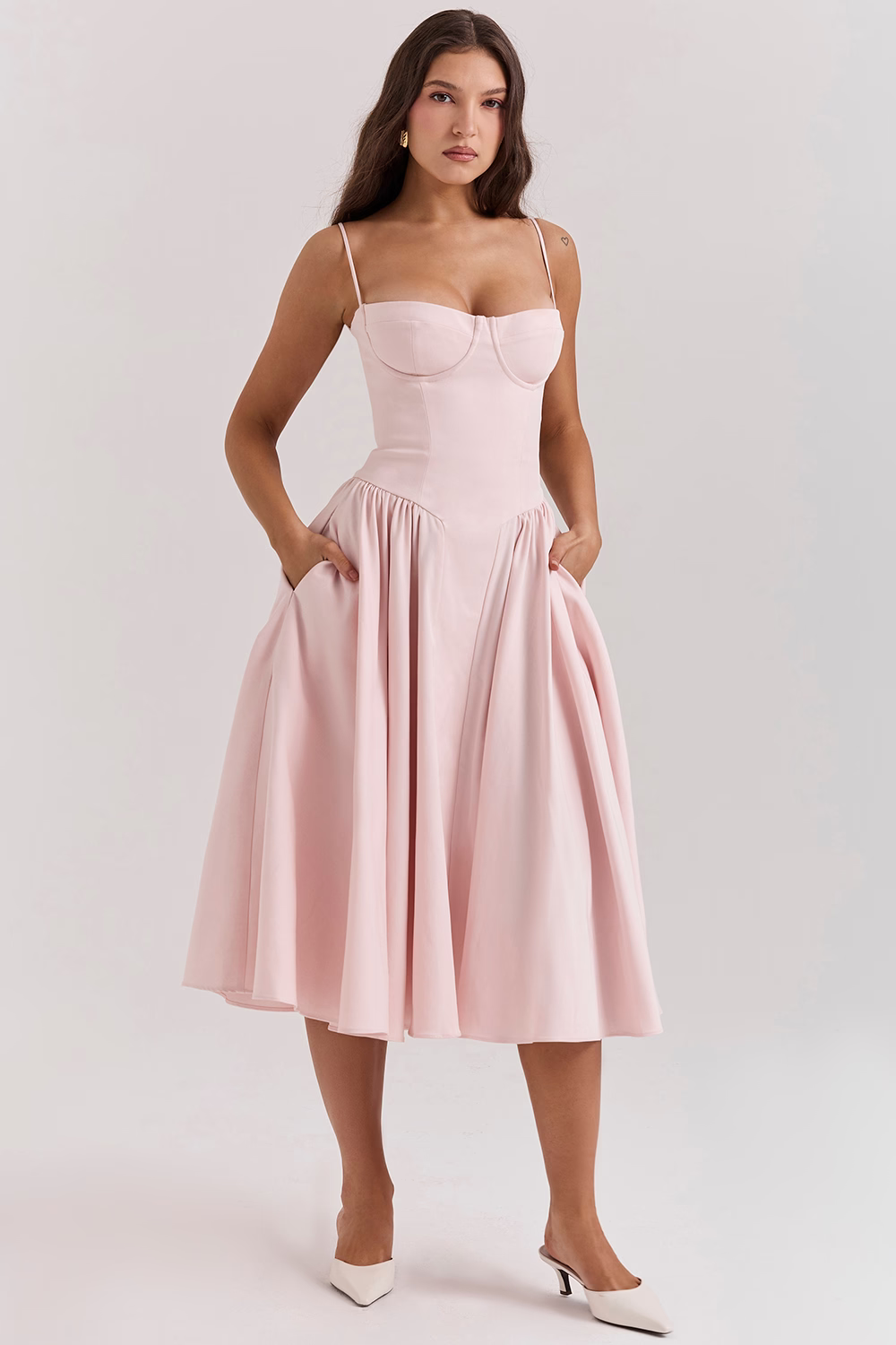 Felicity Vestido Midi Corsé Sin Mangas