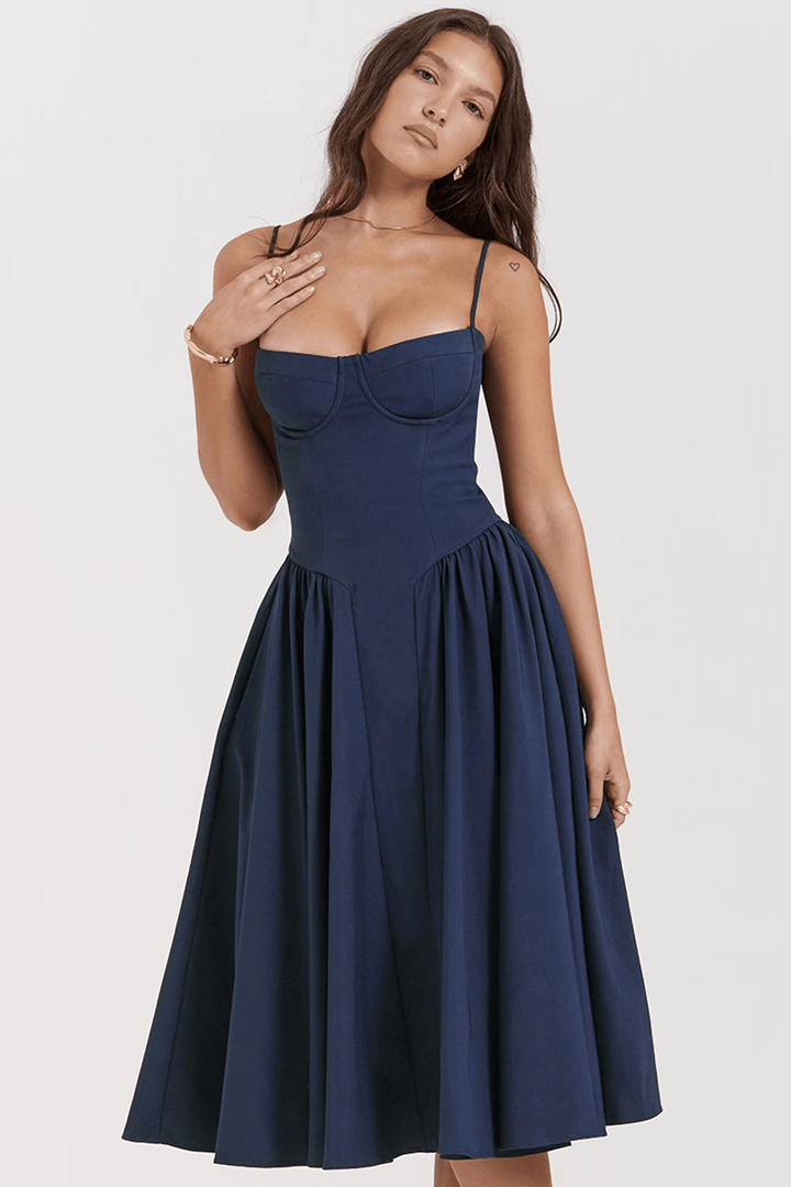 Felicity Vestido Midi Corsé Sin Mangas