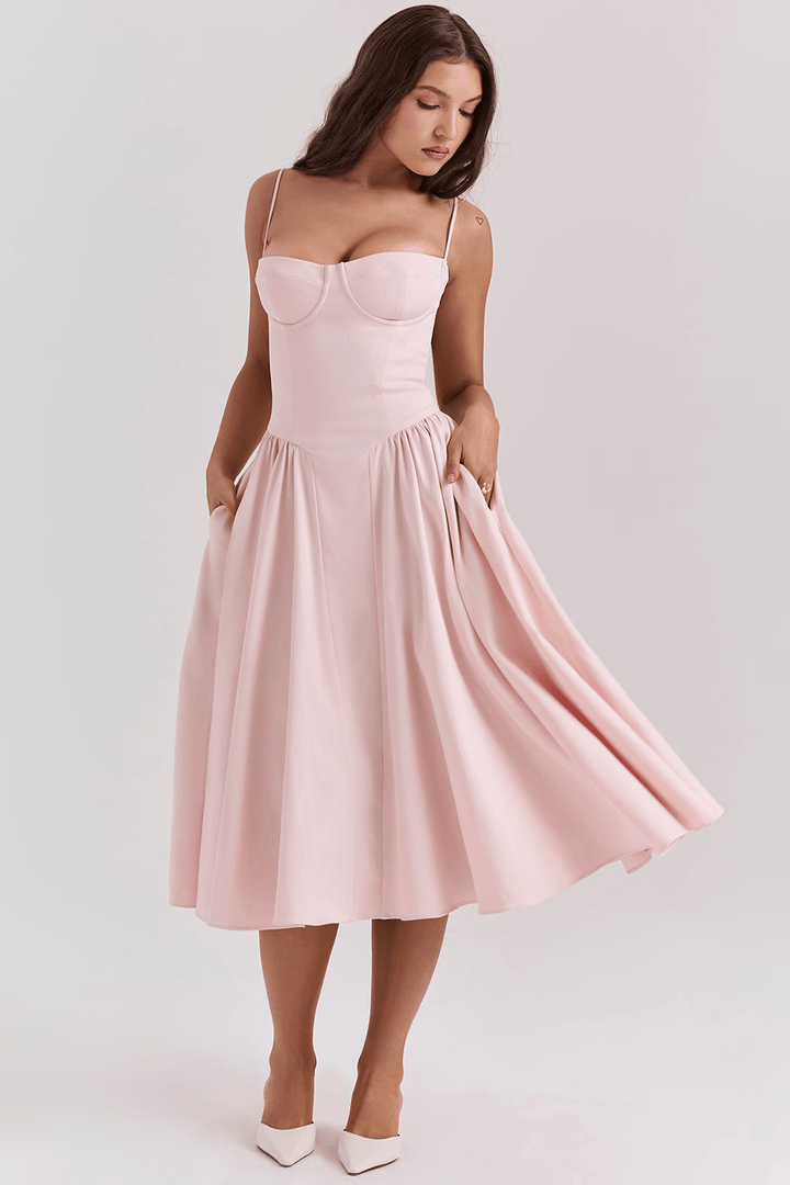 Felicity Vestido Midi Corsé Sin Mangas