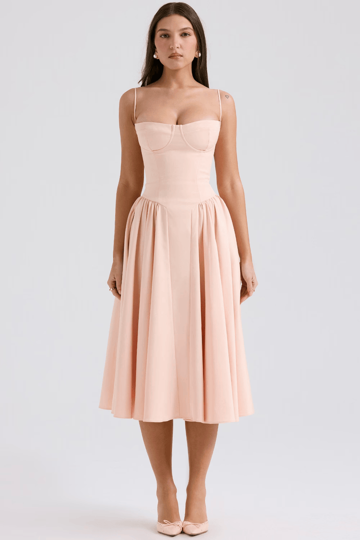 Felicity Vestido Midi Corsé Sin Mangas